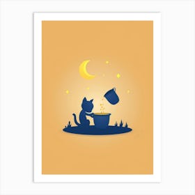 Cat At Night 1 Art Print