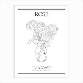 Rose In A Vase Line Drawing 5 Poster Art Print