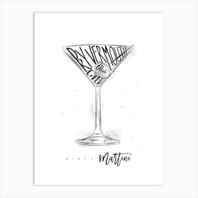 Dirty Martini White Background Art Print