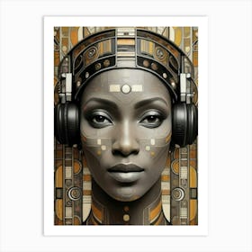 Woman With Headphones 21 Art Print