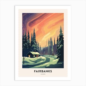 Vintage Winter Travel Poster Fairbanks Alaska 1 Art Print