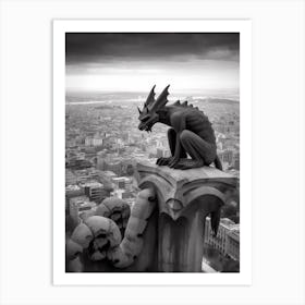 Gargoyle In Barcelona B&W Art Print