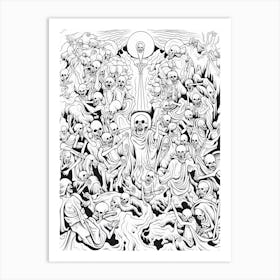 Line Art Inspired By The Last Judgment 3 Art Print