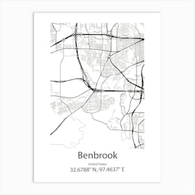 Benbrook,United States Minimalist Map Art Print