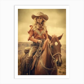 Western Cowgirl On Horse  Art Print