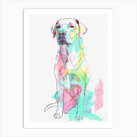 Rhodesian Ridgeback Pastel Line Watercolour Illustration 2 Art Print