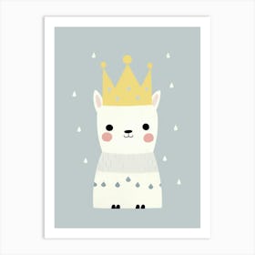 Little Arctic Fox 2 Wearing A Crown Art Print