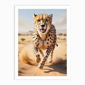 Cheetah Running Wildlife Animal Art Print