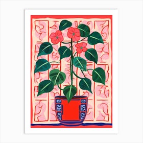 Pink And Red Plant Illustration Hoya 3 Art Print