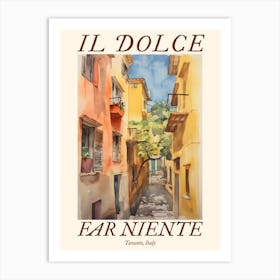 Il Dolce Far Niente Taranto, Italy Watercolour Streets 3 Poster Art Print