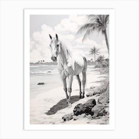 A Horse Oil Painting In Seven Mile Beach, Grand Cayman, Portrait 1 Art Print