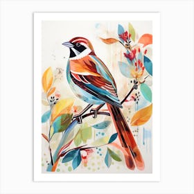 Bird Painting Collage Sparrow 4 Art Print