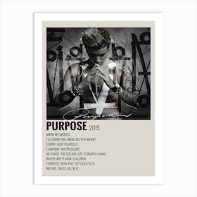 Purpose 2015 Justin Bieber Album Poster Art Print