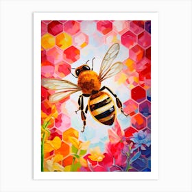 Honeycomb Bee Colour Pop 3 Art Print