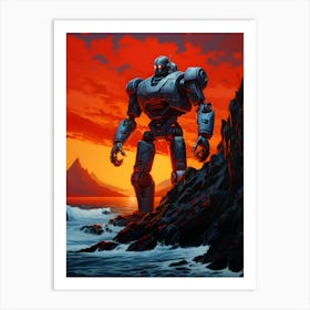 Robot At Sunset 1 Art Print