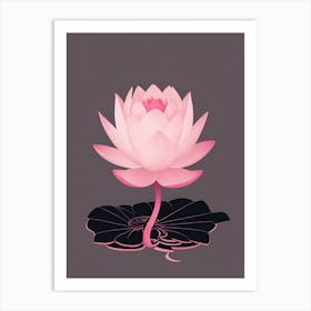 A Pink Lotus In Minimalist Style Vertical Composition 37 Art Print