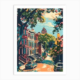 Belmont New York Colourful Silkscreen Illustration 1 Art Print