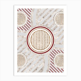 Geometric Abstract Glyph in Festive Gold Silver and Red n.0040 Art Print