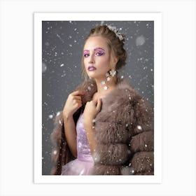 Beautiful Girl In A Fur Coat 1 Art Print