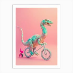 Pastel Toy Dinosaur On A Bike 2 Art Print