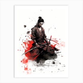 Japanese Samurai Honour Sumi-e 1 Art Print
