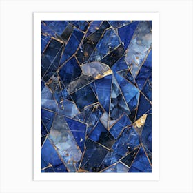 Blue And Gold Marble Background Art Print