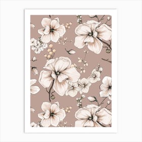 Modern Blush Magnolia Blossoms Art Print