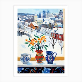 The Windowsill Of Quebec City   Canada Snow Inspired By Matisse 1 Art Print