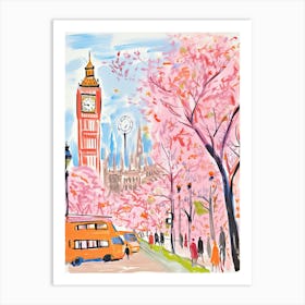 London, Dreamy Storybook Illustration 3 Art Print