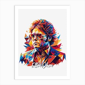 Elton Jhon 02 Portrait Music Icon Style WPAP Pop Art Art Print