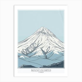 Mount Olympus Cyprus Color Line Drawing 6 Poster Art Print