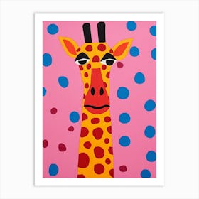 Pink Polka Dot Giraffe 3 Art Print