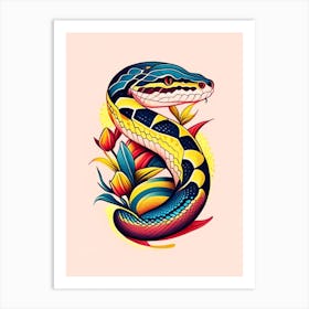 Western Hooknose Snake Tattoo Style Art Print