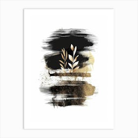 Gold And Black Abstract Painting 16 Art Print