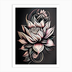 Lotus Flower Pattern Graffiti 1 Art Print