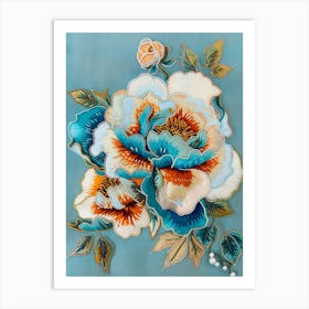 Embroidered Flowers 8 Art Print