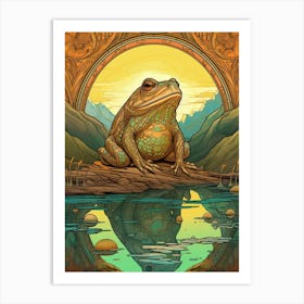 African Bullfrog On A Throne Storybook Style 8 Art Print