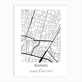 Kamata,Japan Minimalist Map Póster