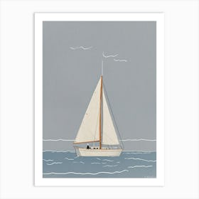 Blue Sailboat Art Print