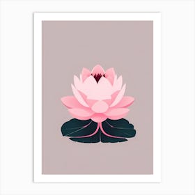 A Pink Lotus In Minimalist Style Vertical Composition 76 Art Print