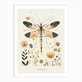 Colourful Insect Illustration Lacewing 11 Poster Art Print