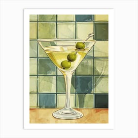 Martini Vintage Illustration 2 Art Print