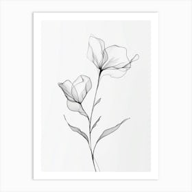 Flowers In Black And White Art Print