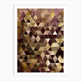 Abstract Geometric Triangle Pattern with Gold Foil n.0008 Art Print