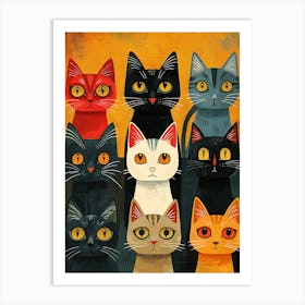 Beautiful Painting Funky Cats 9 Art Print