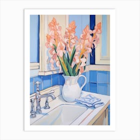 A Vase With Gladiolus, Flower Bouquet 2 Art Print