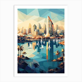 San Diego, Usa, Geometric Illustration 3 Art Print