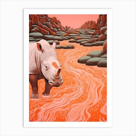 Polka Dot Rhino In The River 1 Art Print