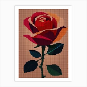 Cross Stitch Rose Art Print