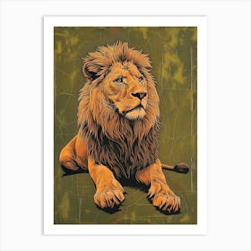 Barbary Lion Relief Illustration Male 6 Art Print
